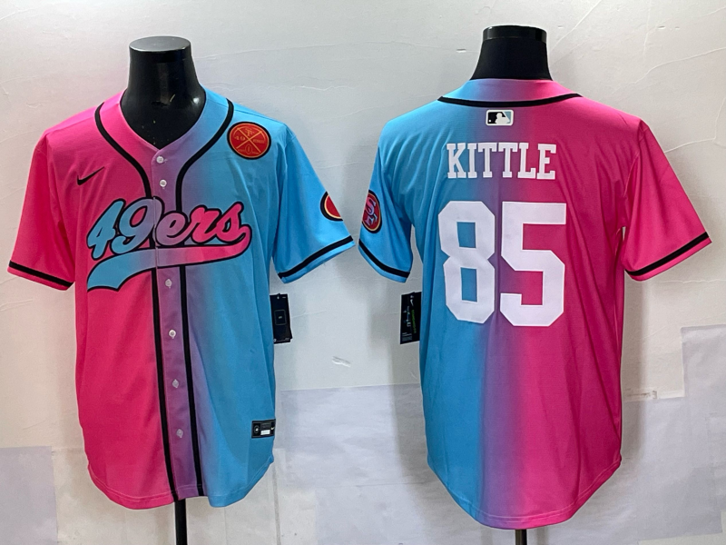 Men 2025 San Francisco 49ers #85 Kittle Pink Blue pink Nike Limited NFL Jersey 009->youth mlb jersey->Youth Jersey